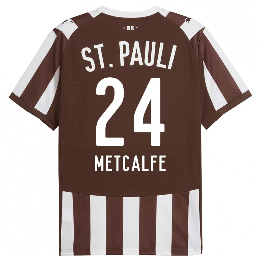 Danxen Niño Camiseta Connor Metcalfe #24 Café Blanco 1ª Equipación 2025/26 La Camisa México