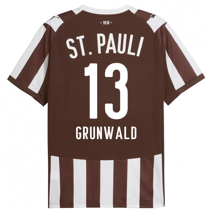 Danxen Niño Camiseta Julius Grunwald #13 Café Blanco 1ª Equipación 2025/26 La Camisa México