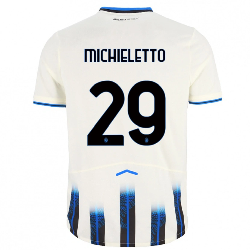 Danxen Niño Camiseta Andrea Michieletto #29 Blanco Azul 2ª Equipación 2025/26 La Camisa México