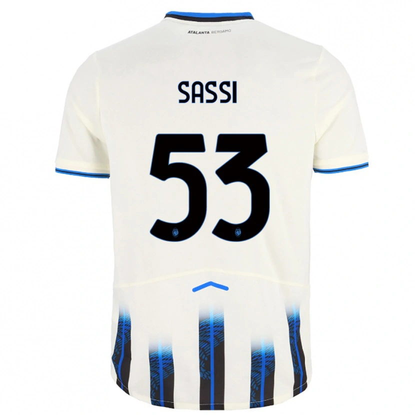 Danxen Niño Camiseta Jacopo Sassi #53 Blanco Azul 2ª Equipación 2025/26 La Camisa México