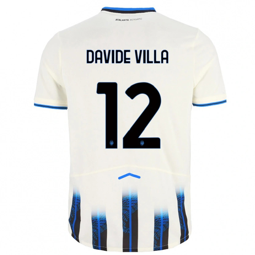 Danxen Niño Camiseta Matteo Davide Villa #12 Blanco Azul 2ª Equipación 2025/26 La Camisa México