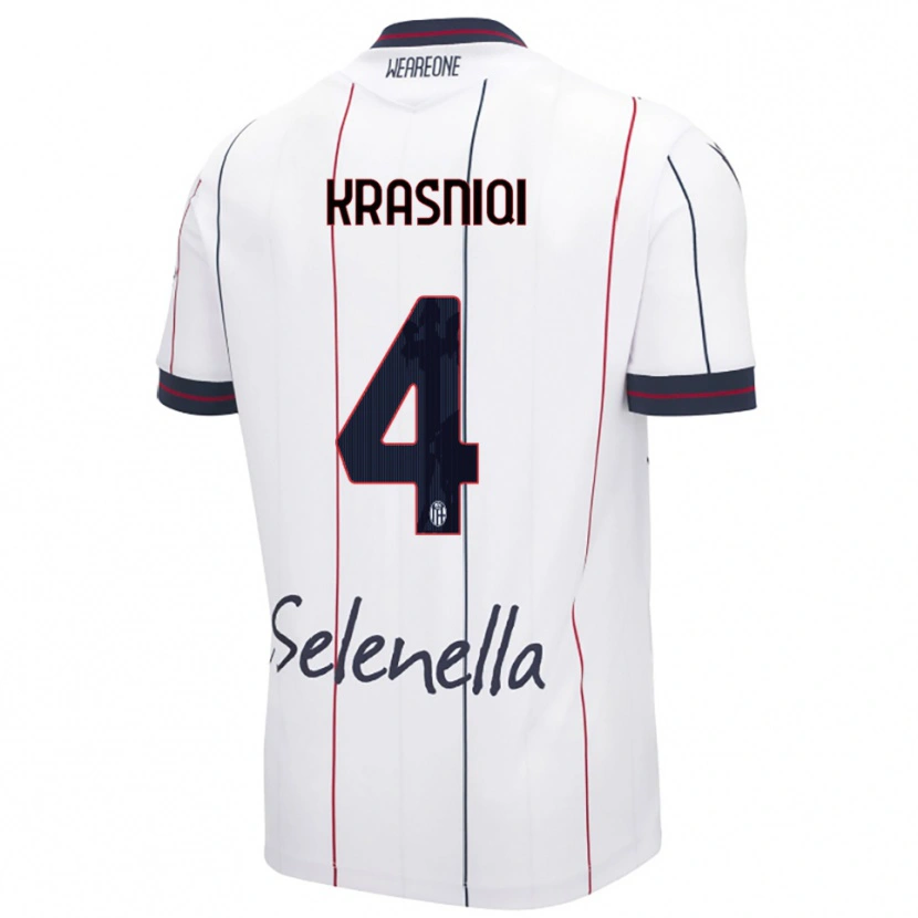 Danxen Niño Camiseta Besalet Krasniqi #4 Blanco Azul Real 2ª Equipación 2025/26 La Camisa México