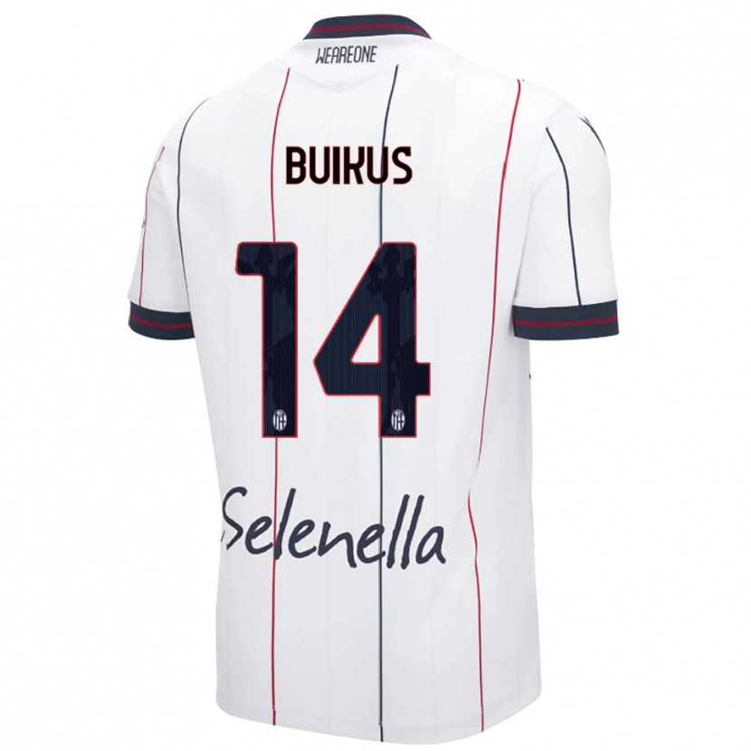 Danxen Niño Camiseta Adomas Buikus #14 Blanco Azul Real 2ª Equipación 2025/26 La Camisa México