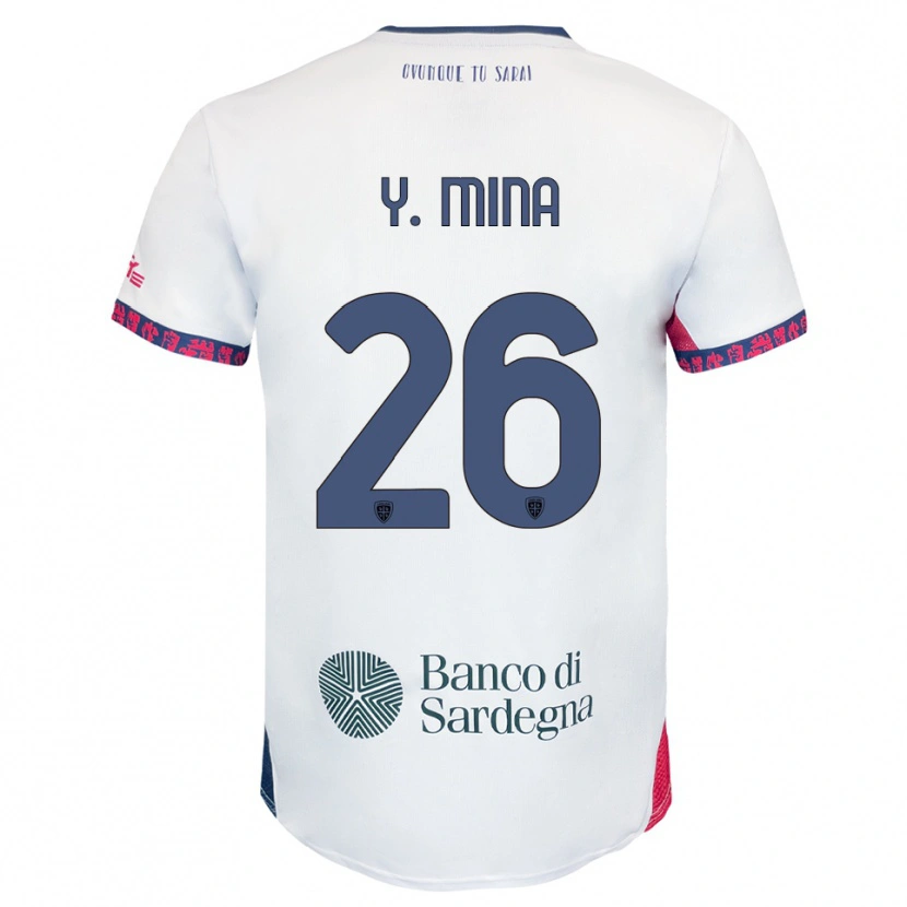 Danxen Niño Camiseta Yerry Mina #26 Blanco Marino Rojo 2ª Equipación 2025/26 La Camisa México