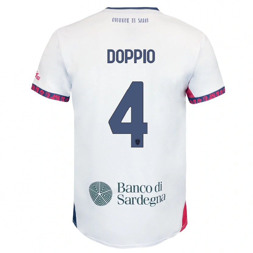 Danxen Niño Camiseta Andrea Doppio #4 Blanco Marino Rojo 2ª Equipación 2025/26 La Camisa México