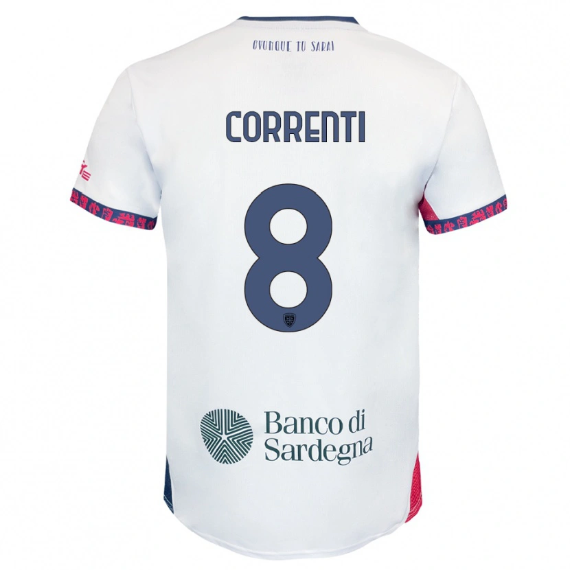 Danxen Niño Camiseta Gabriele Correnti #8 Blanco Marino Rojo 2ª Equipación 2025/26 La Camisa México