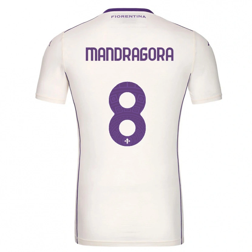 Danxen Niño Camiseta Rolando Mandragora #8 Blanco Púrpura Rojo 2ª Equipación 2025/26 La Camisa México