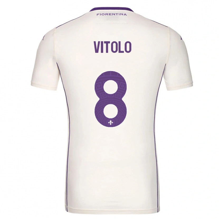 Danxen Niño Camiseta Federico Vitolo #8 Blanco Púrpura Rojo 2ª Equipación 2025/26 La Camisa México