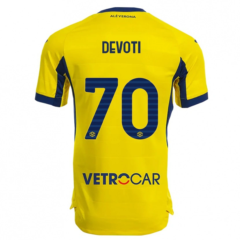 Danxen Niño Camiseta Andrea Devoti #70 Amarillo Marino 2ª Equipación 2025/26 La Camisa México