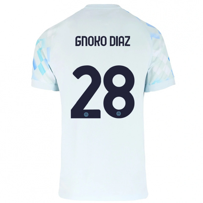 Danxen Niño Camiseta Hillary Gnoko Diaz #28 Blanco Azul 2ª Equipación 2025/26 La Camisa México