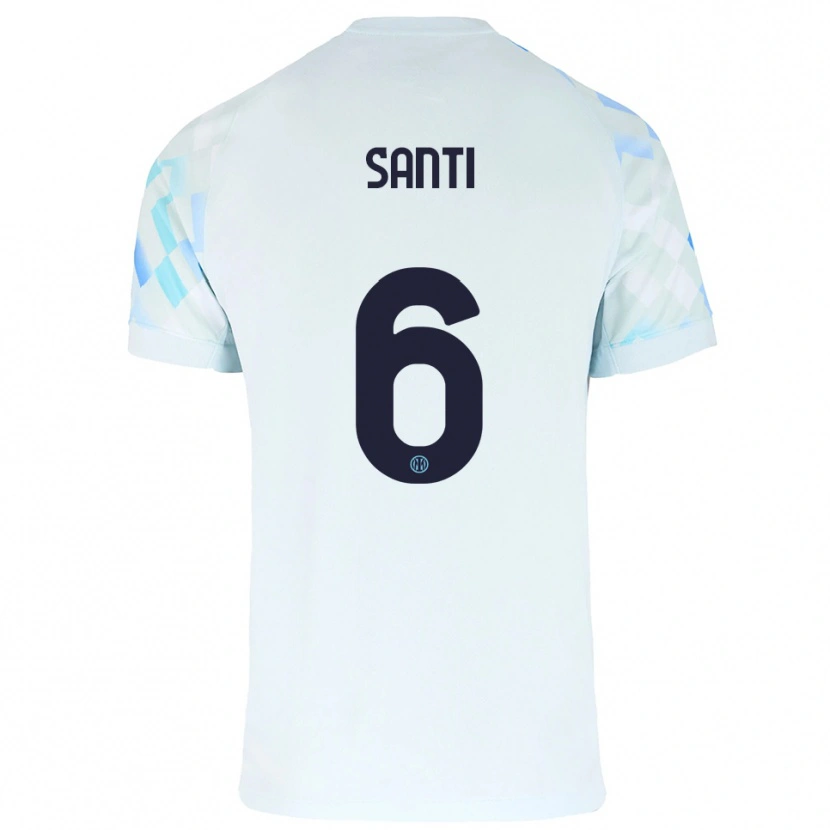 Danxen Niño Camiseta Irene Santi #6 Blanco Azul 2ª Equipación 2025/26 La Camisa México
