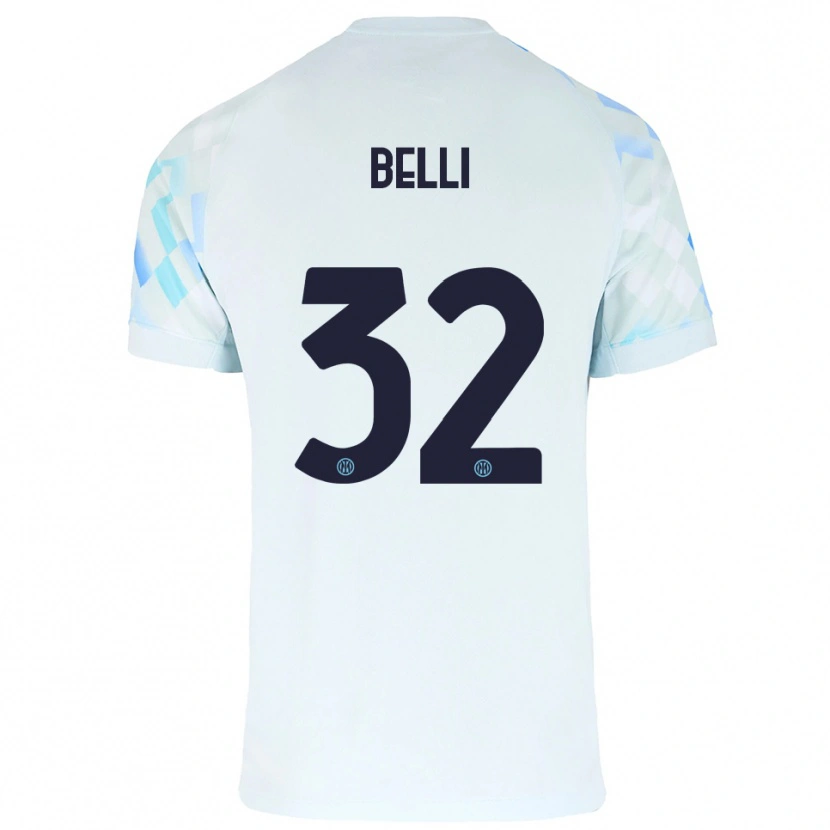 Danxen Niño Camiseta Elena Belli #32 Blanco Azul 2ª Equipación 2025/26 La Camisa México