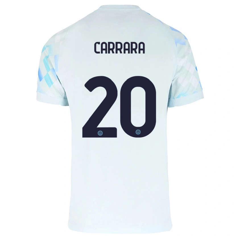 Danxen Niño Camiseta Cristian Carrara #20 Blanco Azul 2ª Equipación 2025/26 La Camisa México