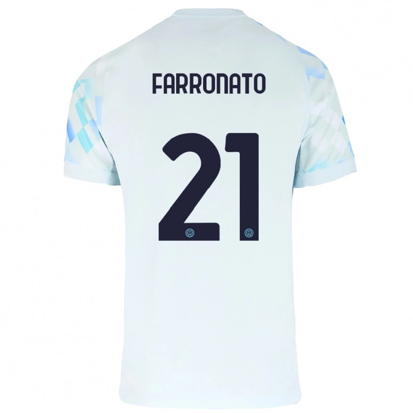 Danxen Niño Camiseta Matteo Farronato #21 Blanco Azul 2ª Equipación 2025/26 La Camisa México