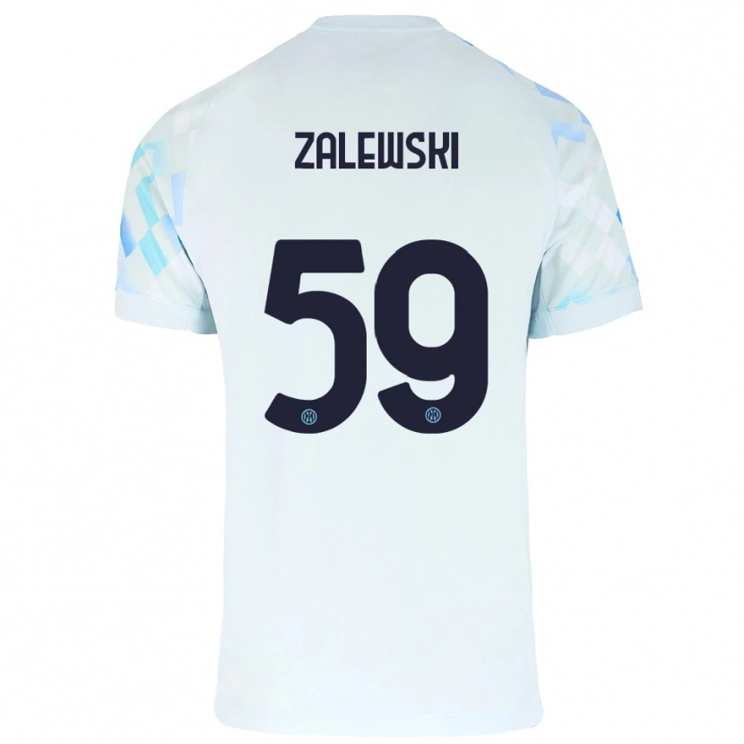 Danxen Niño Camiseta Nicola Zalewski #59 Blanco Azul 2ª Equipación 2025/26 La Camisa México