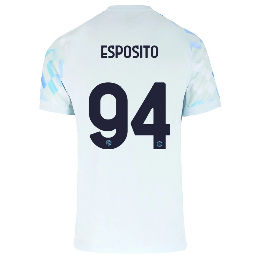 Danxen Niño Camiseta Pio Esposito #94 Blanco Azul 2ª Equipación 2025/26 La Camisa México