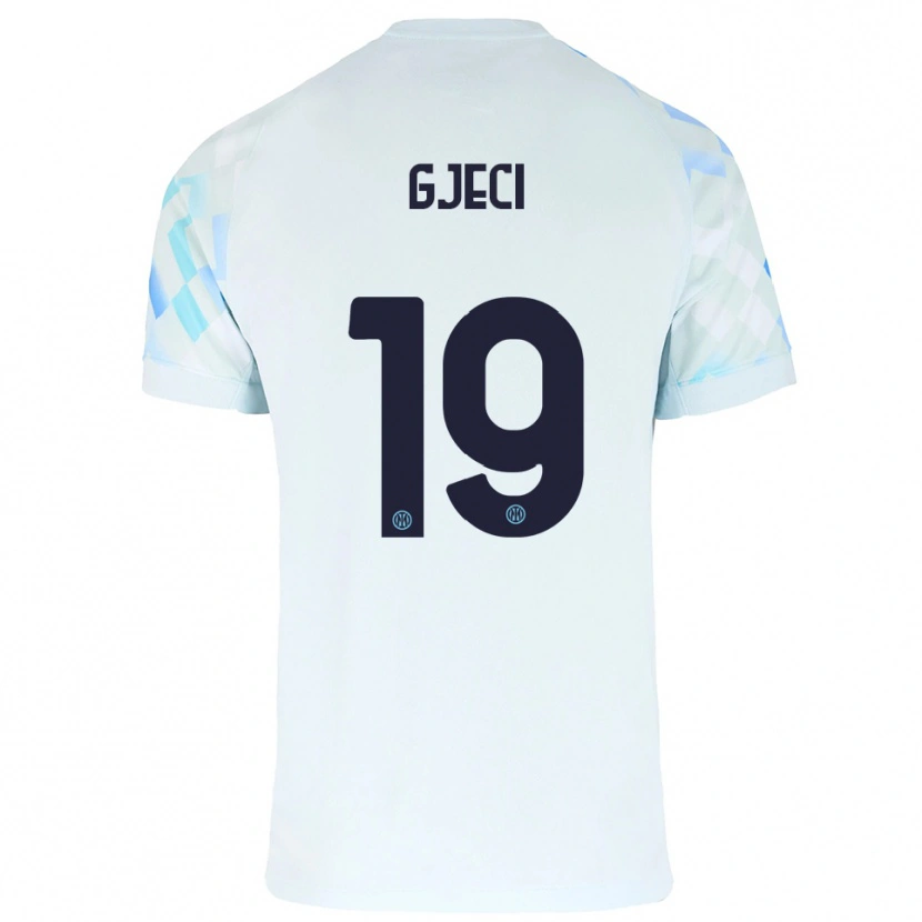 Danxen Niño Camiseta Delis Gjeci #19 Blanco Azul 2ª Equipación 2025/26 La Camisa México