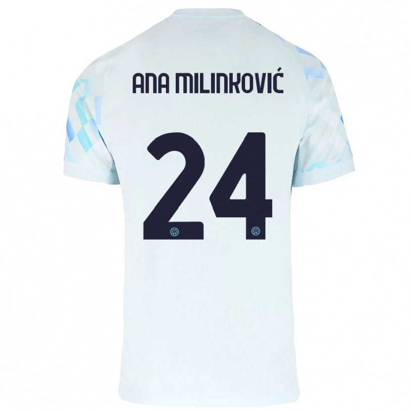 Danxen Niño Camiseta Marija Ana Milinković #24 Blanco Azul 2ª Equipación 2025/26 La Camisa México