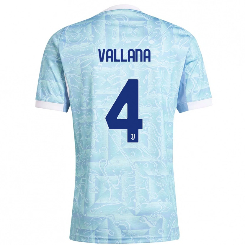 Danxen Niño Camiseta Edoardo Vallana #4 Azul Cielo Amarillo 2ª Equipación 2025/26 La Camisa México