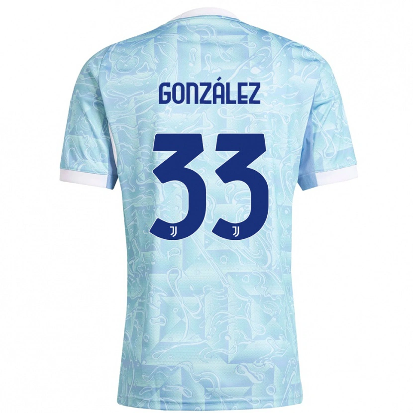 Danxen Niño Camiseta Facundo González #33 Azul Cielo Amarillo 2ª Equipación 2025/26 La Camisa México
