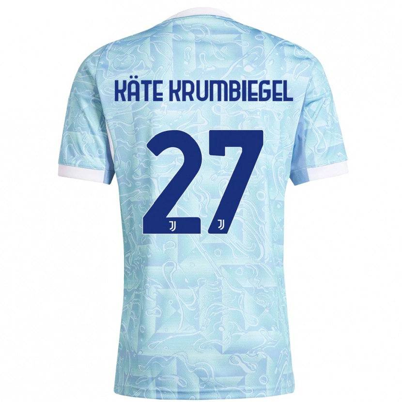 Danxen Niño Camiseta Paulina Käte Krumbiegel #27 Azul Cielo Amarillo 2ª Equipación 2025/26 La Camisa México