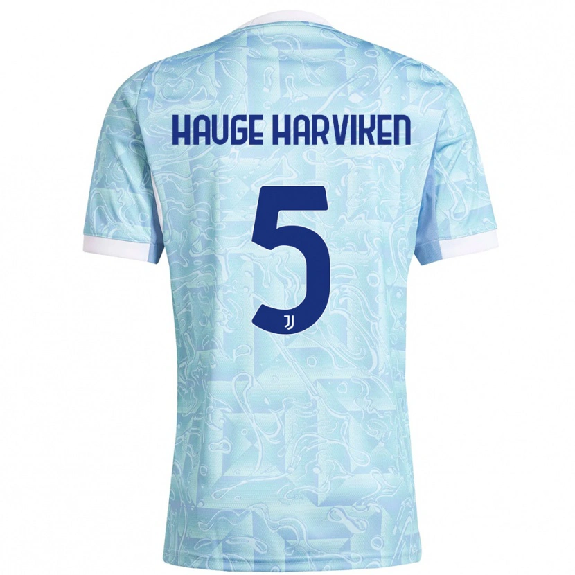Danxen Niño Camiseta Mathilde Hauge Harviken #5 Azul Cielo Amarillo 2ª Equipación 2025/26 La Camisa México