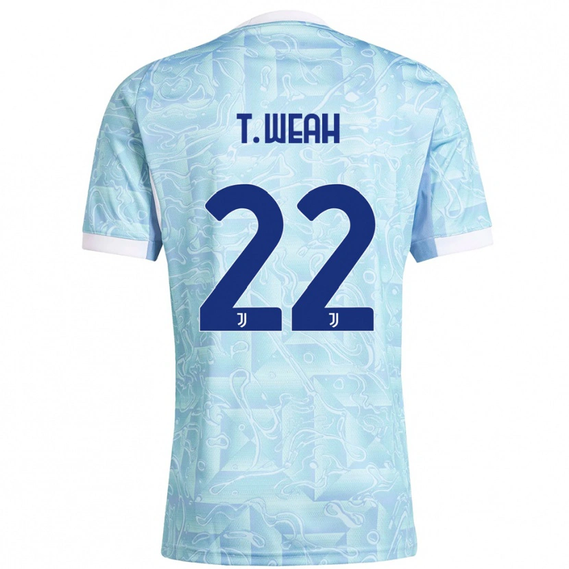 Danxen Niño Camiseta Timothy Weah #22 Azul Cielo Amarillo 2ª Equipación 2025/26 La Camisa México