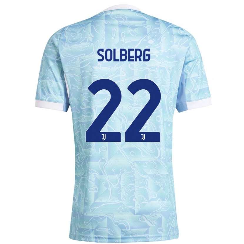 Danxen Niño Camiseta Elias Solberg #22 Azul Cielo Amarillo 2ª Equipación 2025/26 La Camisa México