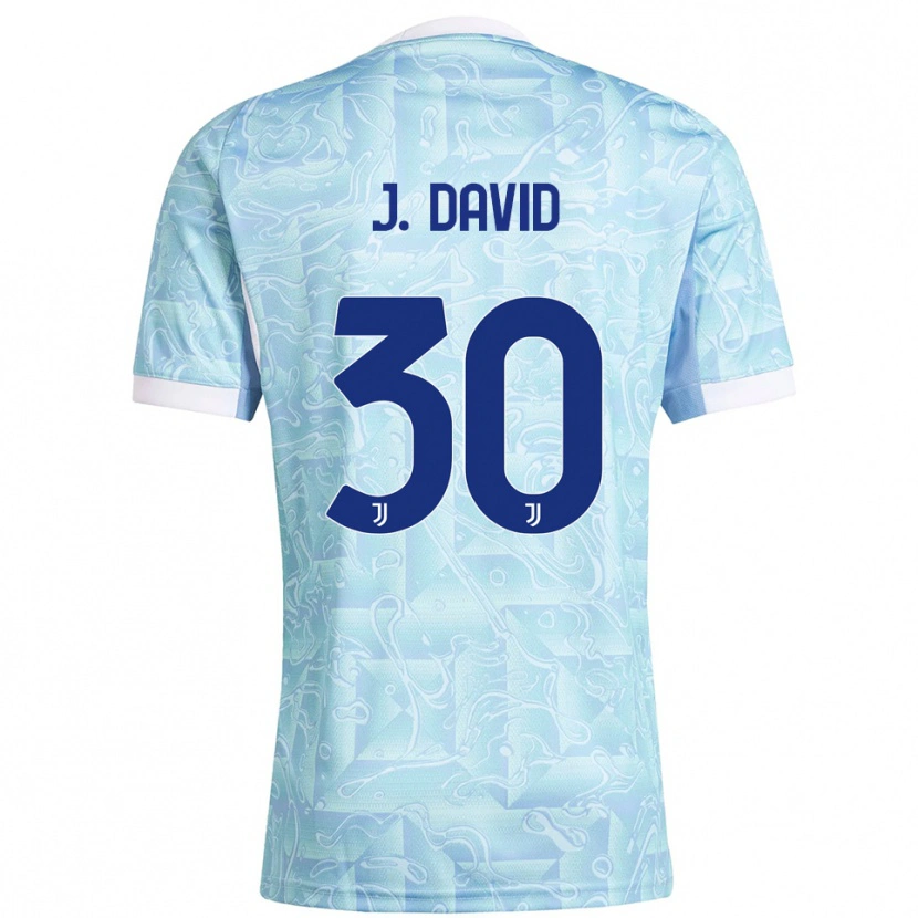 Danxen Niño Camiseta Jonathan David #30 Azul Cielo Amarillo 2ª Equipación 2025/26 La Camisa México