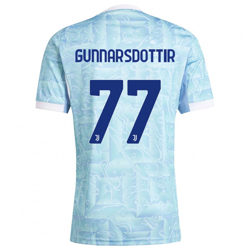 Danxen Niño Camiseta Sara Bjork Gunnarsdottir #77 Azul Cielo Amarillo 2ª Equipación 2025/26 La Camisa México
