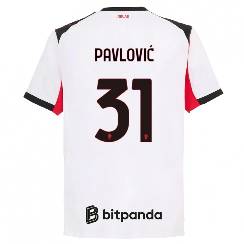 Danxen Niño Camiseta Strahinja Pavlović #31 Blanco Negro 2ª Equipación 2025/26 La Camisa México