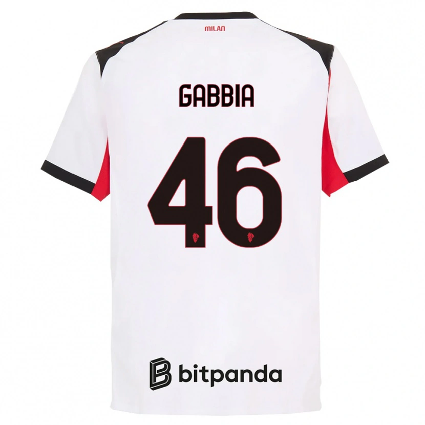 Danxen Niño Camiseta Matteo Gabbia #46 Blanco Negro 2ª Equipación 2025/26 La Camisa México