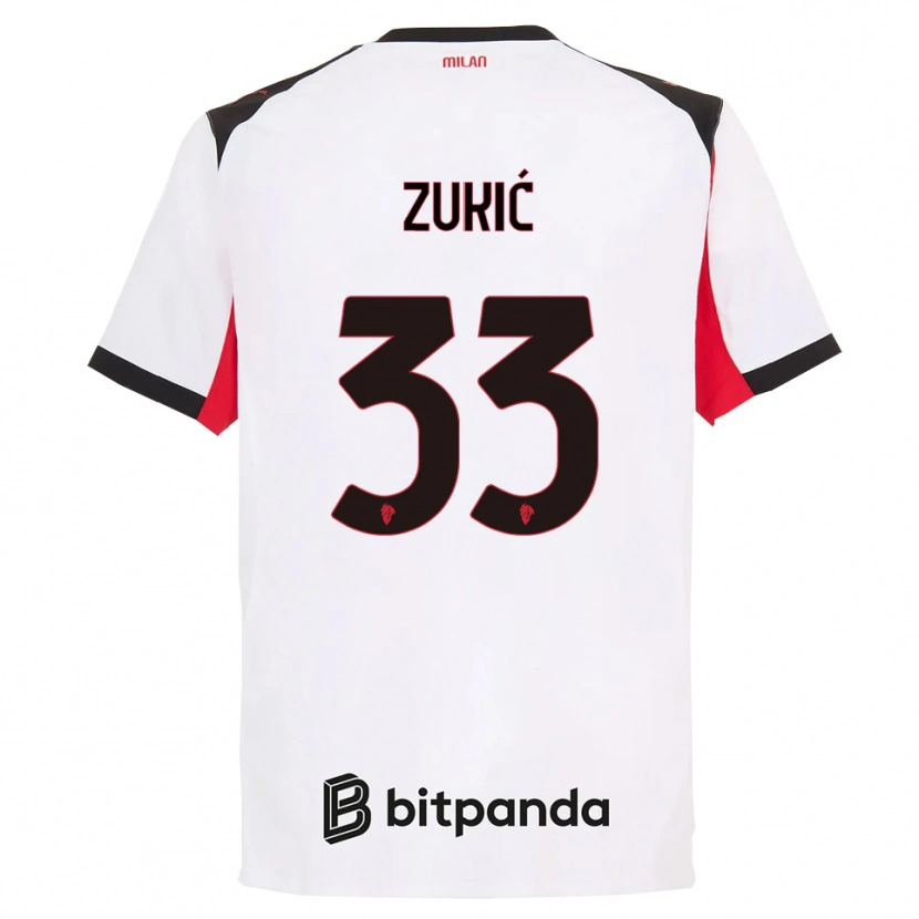 Danxen Niño Camiseta Damir Zukić #33 Blanco Negro 2ª Equipación 2025/26 La Camisa México