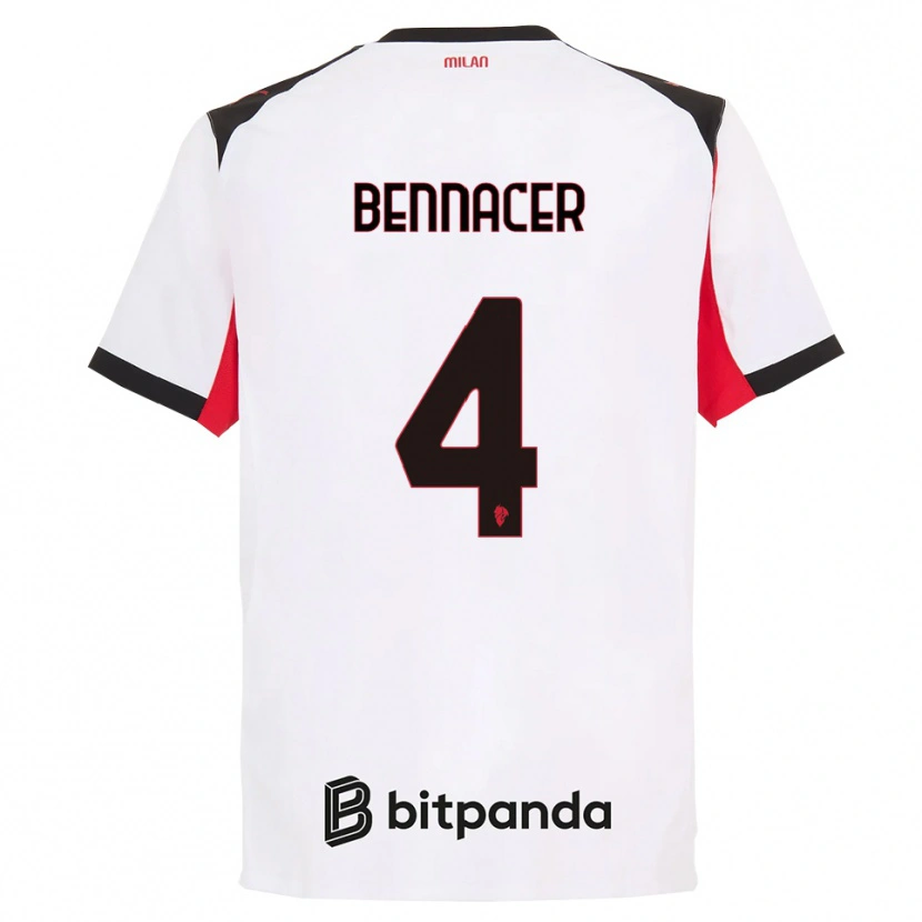 Danxen Niño Camiseta Ismaël Bennacer #4 Blanco Negro 2ª Equipación 2025/26 La Camisa México
