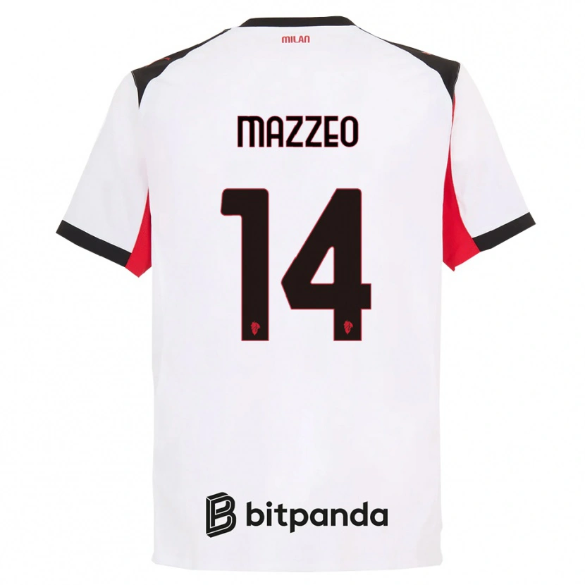 Danxen Niño Camiseta Kevin Mazzeo #14 Blanco Negro 2ª Equipación 2025/26 La Camisa México