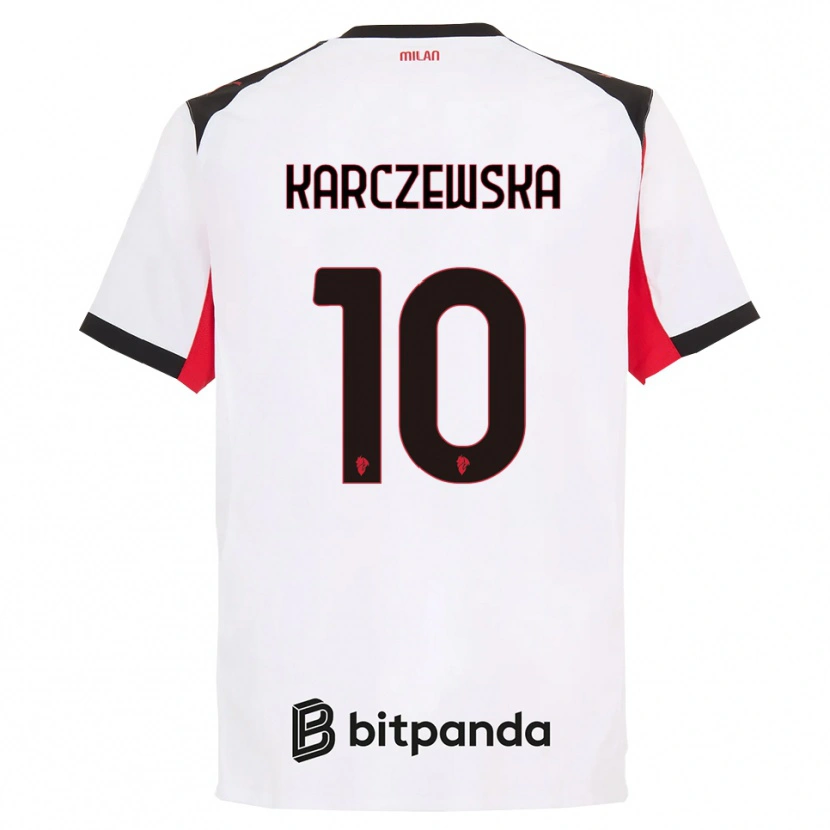 Danxen Niño Camiseta Nikola Karczewska #10 Blanco Negro 2ª Equipación 2025/26 La Camisa México