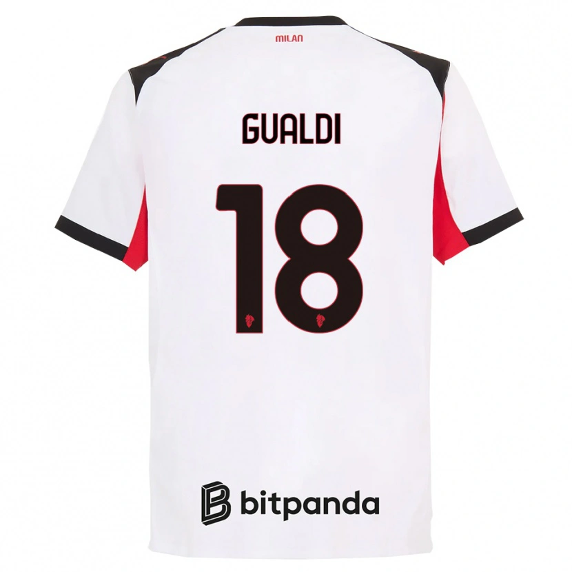 Danxen Niño Camiseta Andrea Gualdi #18 Blanco Negro 2ª Equipación 2025/26 La Camisa México