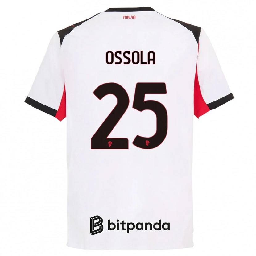 Danxen Niño Camiseta Lorenzo Ossola #25 Blanco Negro 2ª Equipación 2025/26 La Camisa México