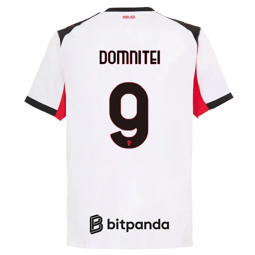 Danxen Niño Camiseta Francesco Domniței #9 Blanco Negro 2ª Equipación 2025/26 La Camisa México