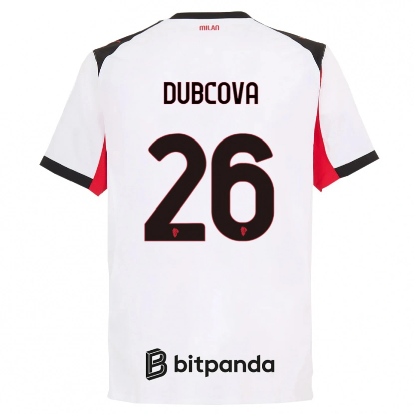 Danxen Niño Camiseta Michaela Dubcova #26 Blanco Negro 2ª Equipación 2025/26 La Camisa México
