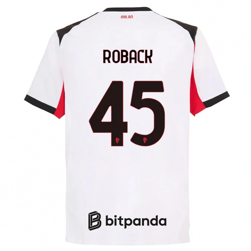 Danxen Niño Camiseta Emil Roback #45 Blanco Negro 2ª Equipación 2025/26 La Camisa México