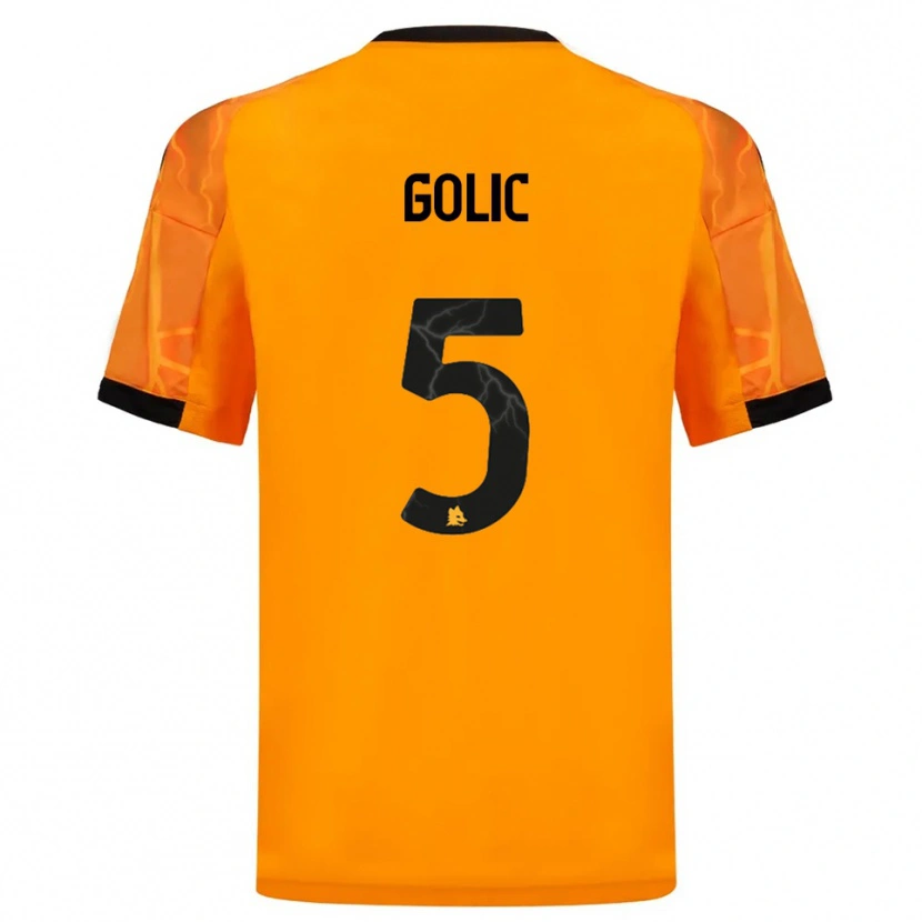 Danxen Niño Camiseta Lovro Golic #5 Naranja Negro 2ª Equipación 2025/26 La Camisa México