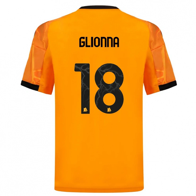Danxen Niño Camiseta Benedetta Glionna #18 Naranja Negro 2ª Equipación 2025/26 La Camisa México