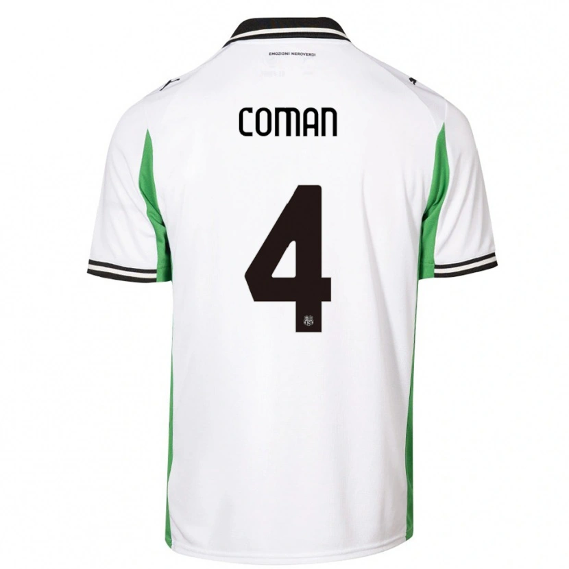 Danxen Niño Camiseta Rareș Coman #4 Blanco Verde Negro 2ª Equipación 2025/26 La Camisa México