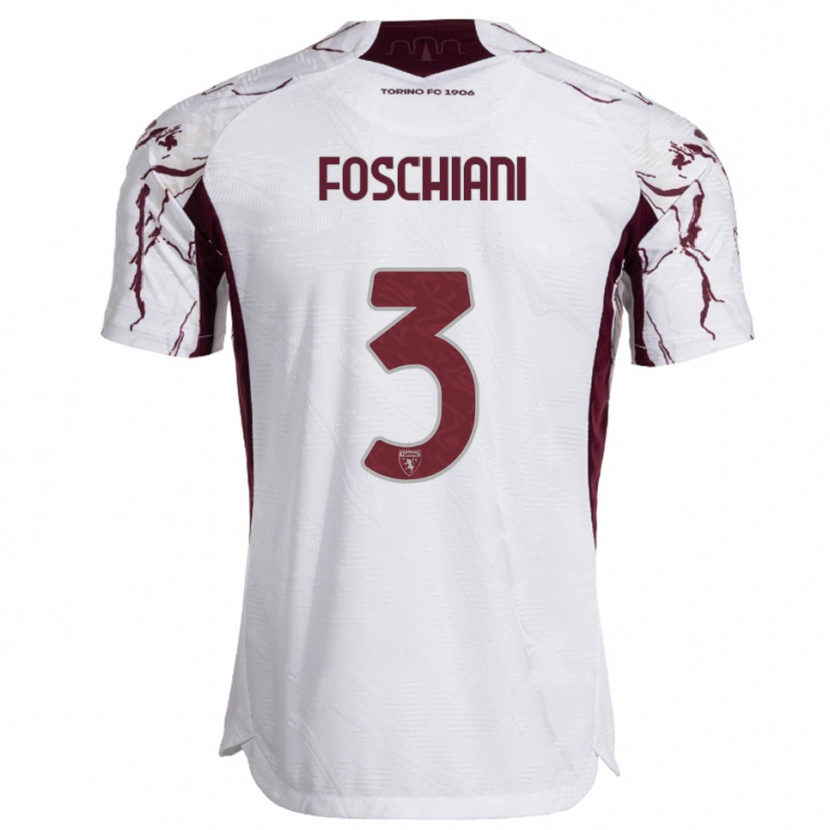 Danxen Niño Camiseta Francesco Foschiani #3 Blanco Borgoña 2ª Equipación 2025/26 La Camisa México
