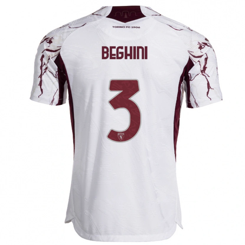 Danxen Niño Camiseta Giulia Beghini #3 Blanco Borgoña 2ª Equipación 2025/26 La Camisa México