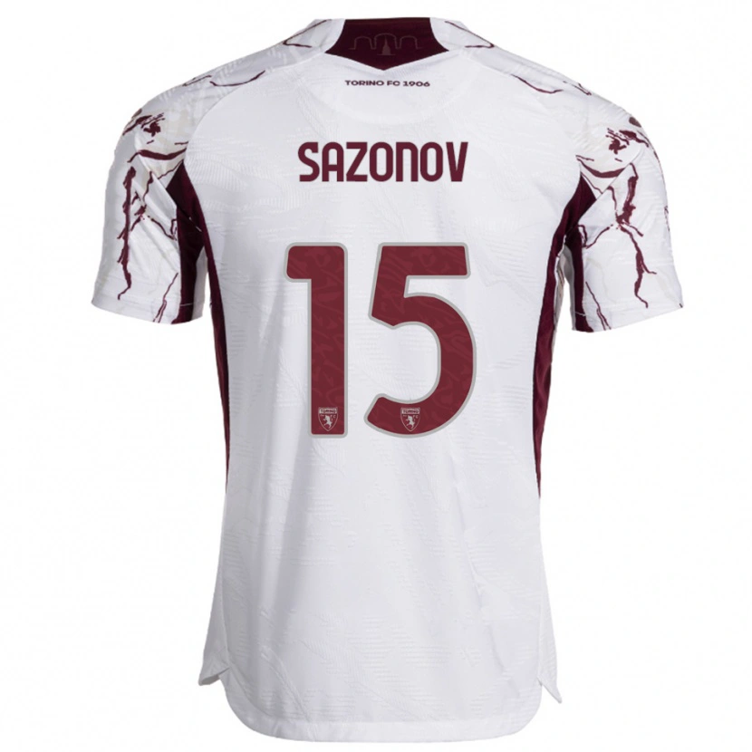 Danxen Niño Camiseta Saba Sazonov #15 Blanco Borgoña 2ª Equipación 2025/26 La Camisa México