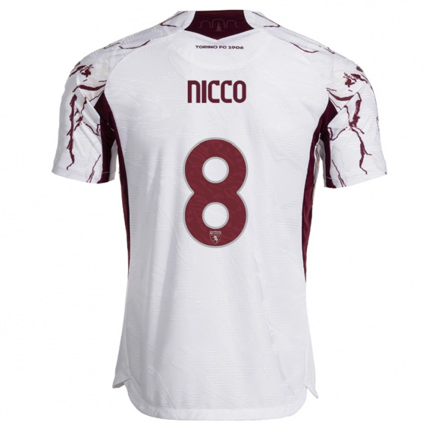 Danxen Niño Camiseta Giada Nicco #8 Blanco Borgoña 2ª Equipación 2025/26 La Camisa México