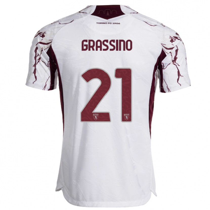 Danxen Niño Camiseta Giulia Grassino #21 Blanco Borgoña 2ª Equipación 2025/26 La Camisa México