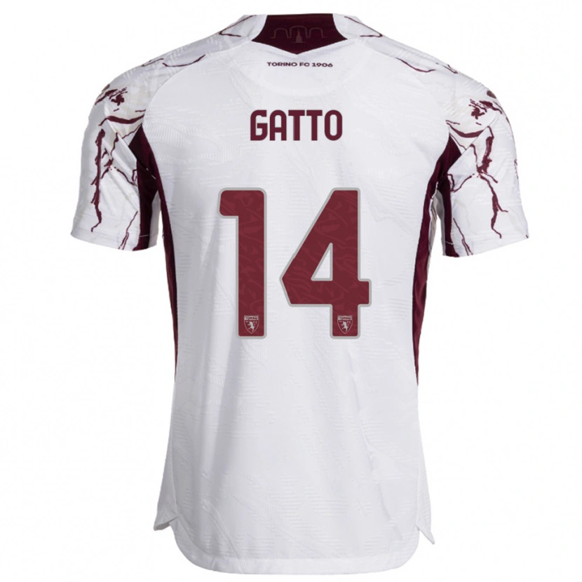 Danxen Niño Camiseta Tommaso Gatto #14 Blanco Borgoña 2ª Equipación 2025/26 La Camisa México